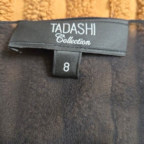 Tadashi Women Vtg Y2K Fairy Whimsigoth Sheer Black Flare Sleeve Tie Front Top 8 - Picture 9 of 12